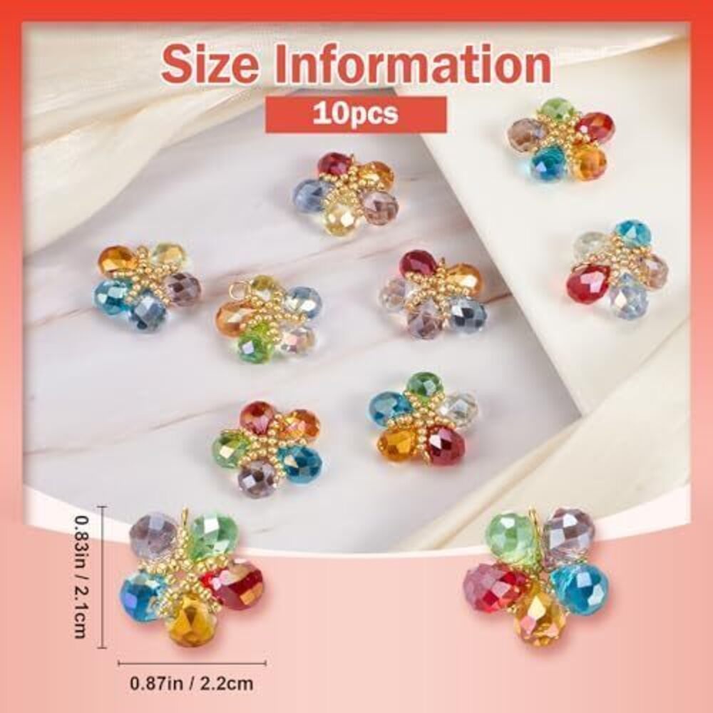 5745 10 Pcs Flower Charms for Jewelry Making Stainless Steel Charms Mix